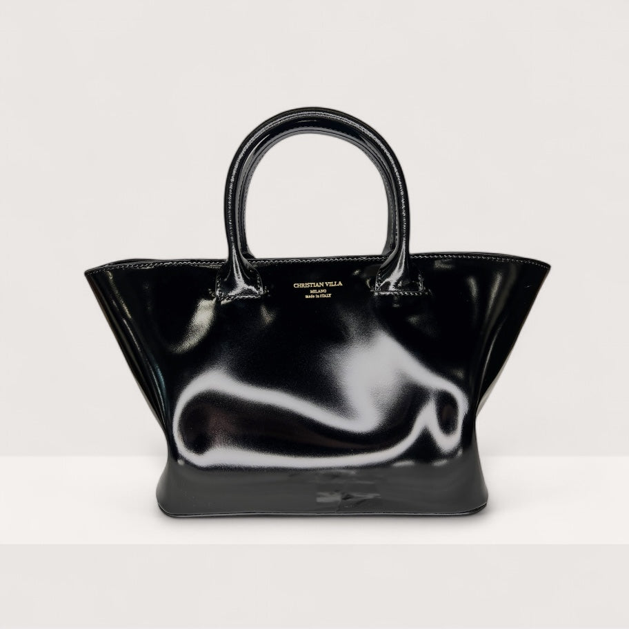 Сумка Christian Villa 06108 Bag Vitello Specchio Nero Microfirba Beige