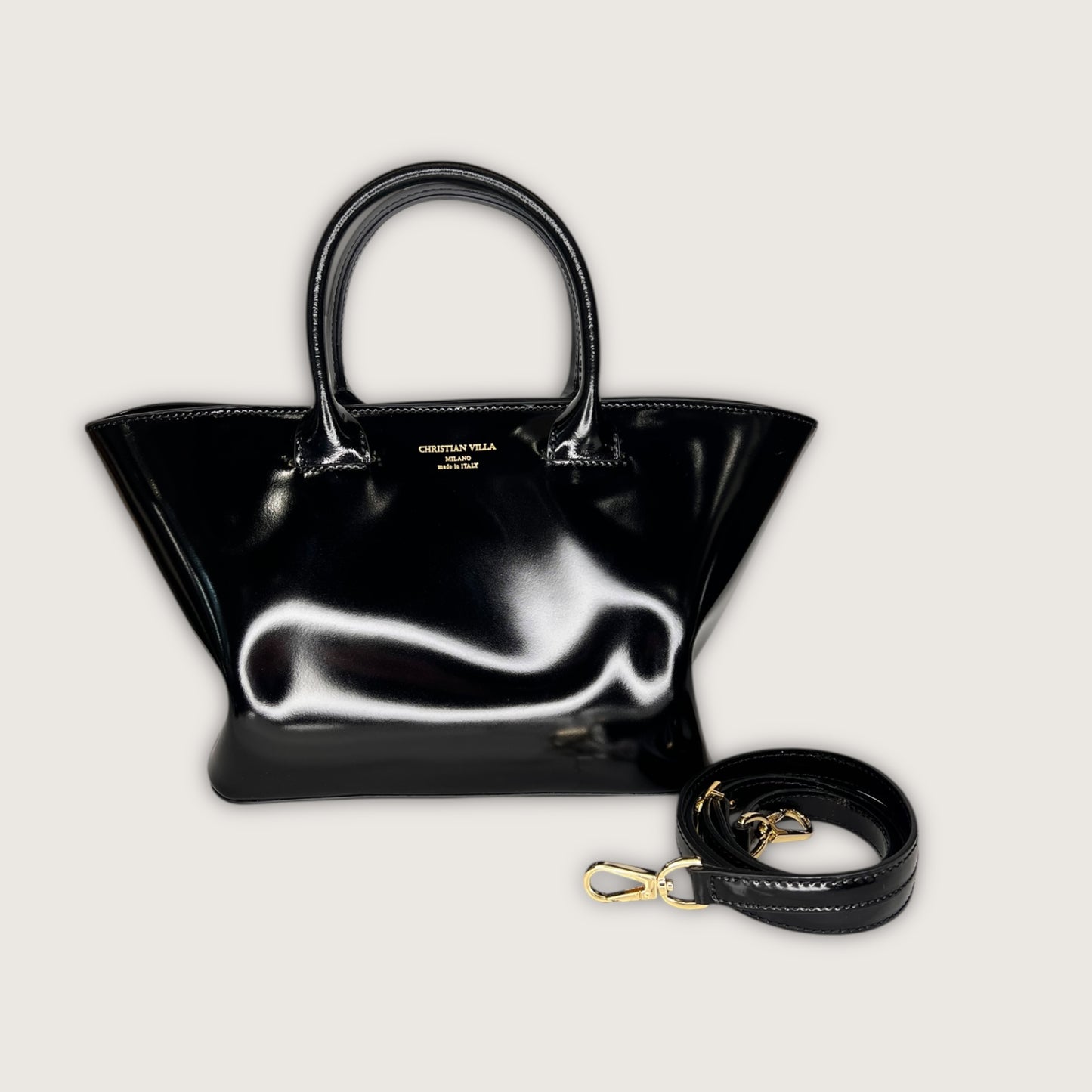 Сумка Christian Villa 06108 Bag Vitello Specchio Nero Microfirba Beige