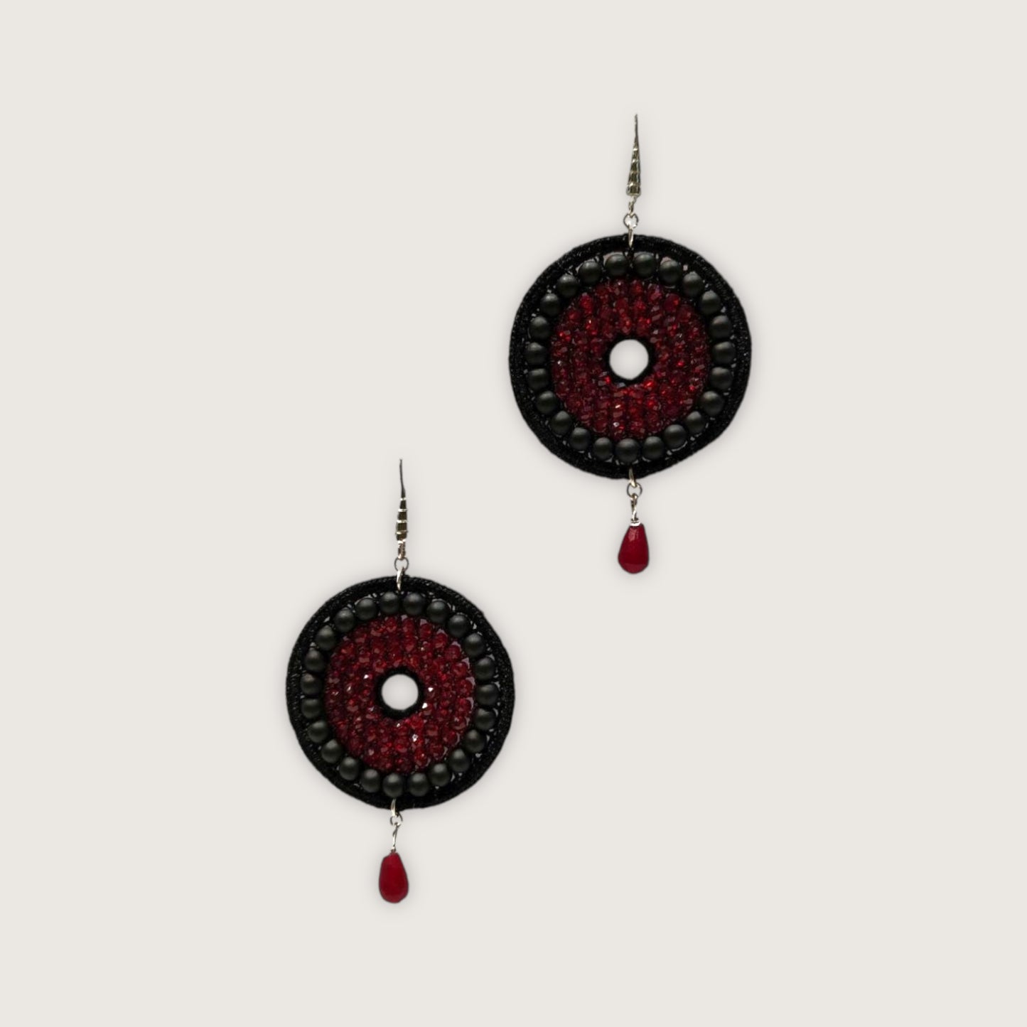 Сережки плетені Helena Sai EB584 шунгит, кварц, Swarovski