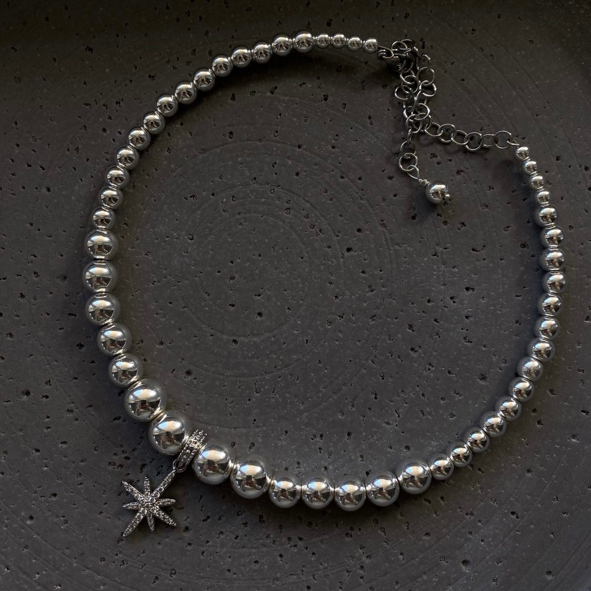 Чокер Grains de Verre із бусин срібла 925 із зіркою, сріблястий CHBS1.925