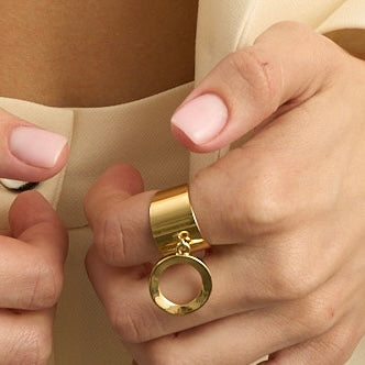 Каблучка Vensa круг IN THE CITI золотого кольору R23 Ira 66AU