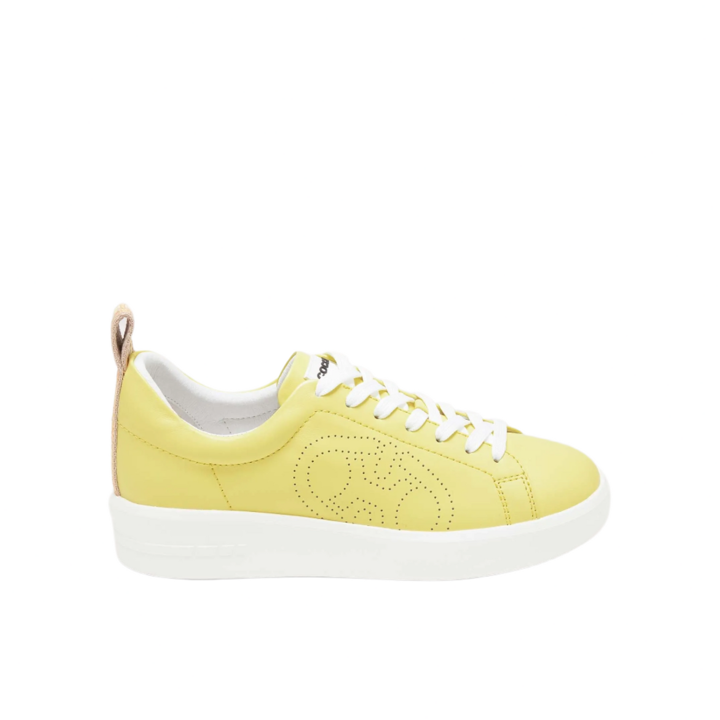 Лимонні італійські шкіряні жіночі кеди Coccinelle Monogram Perforee Sneakers E4 PWT 24 01 01 G61