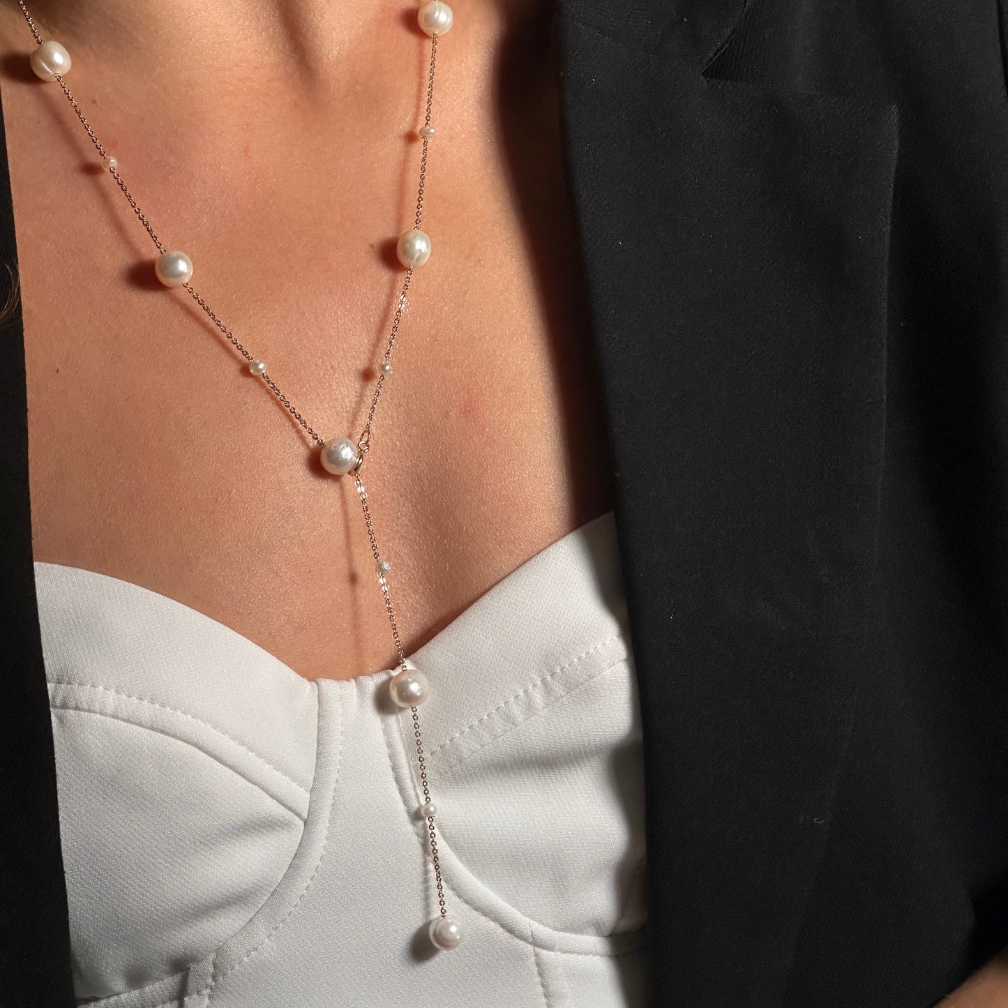 Кольє Vensa галстук перлини срібного кольору C509 01