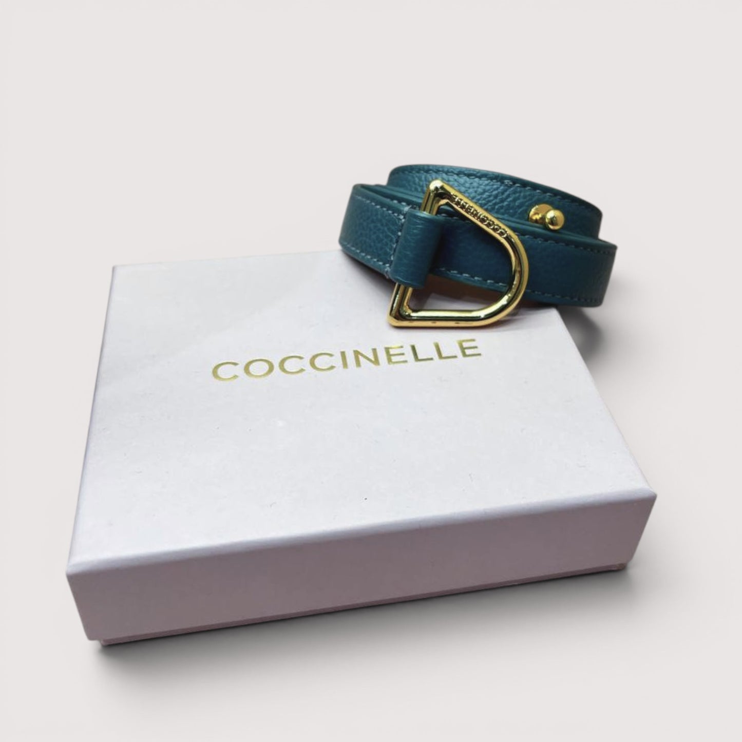 Синій італійський шкіряний жіночий ремінь Coccinelle E3 IZ5 11 44 07 Y20