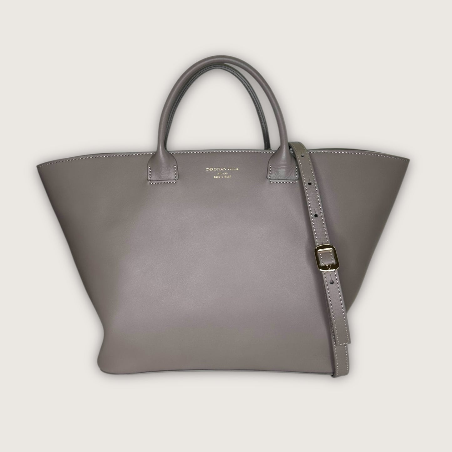 Італійська шкіряна жіноча сумка Christian Villa Jolie 06107 Bag Hero Grigio Microfibra Beige кольору тауп