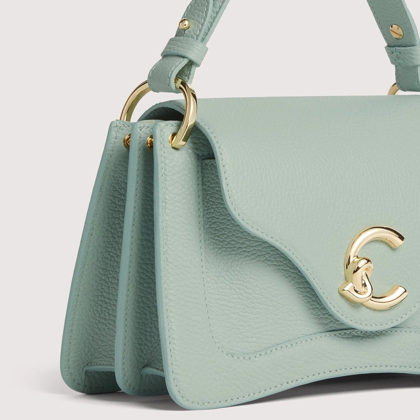 Блакитна італійська шкіряна жіноча сумка Coccinelle C-Me Small E1 SSL 18 02 01 B33