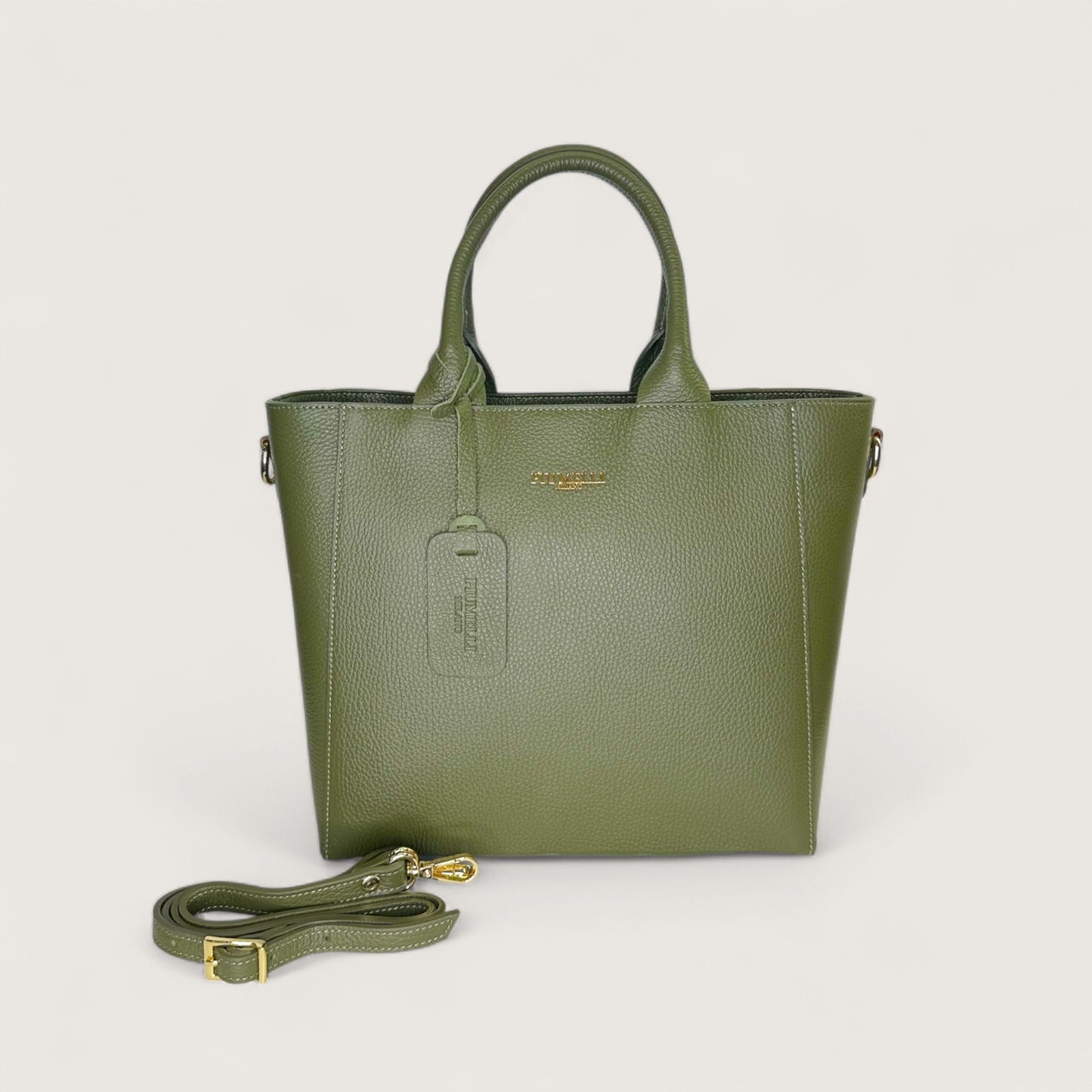 Італійська шкіряна жіноча сумка Piumelli Margot M D74 Olive кольору хакі