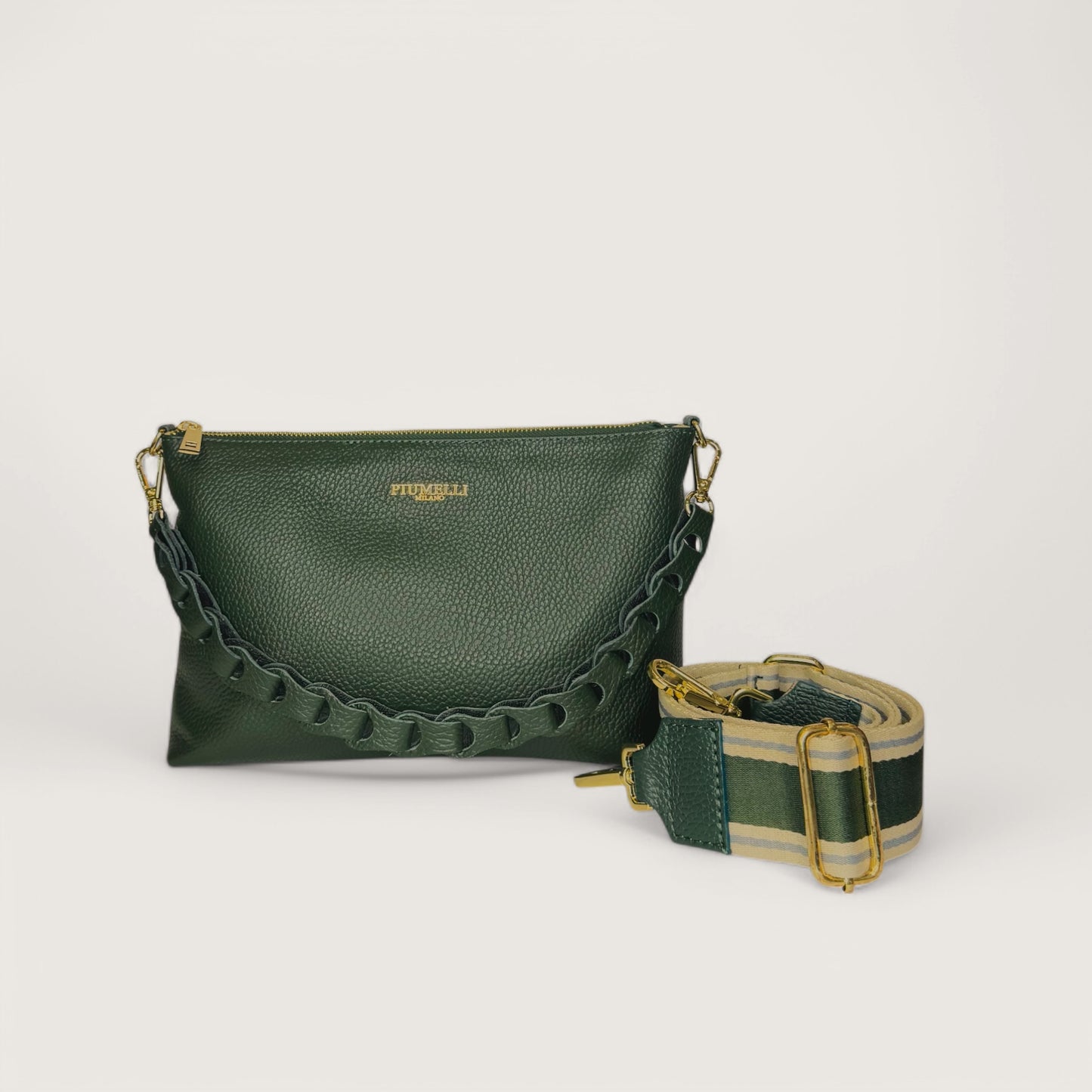 Зелена італійська шкіряна жіноча сумка Piumelli Perla D14 Forest Green