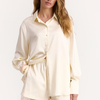 Сорочка Iambrand сатин молочна з мереживом