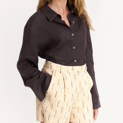 Сорочка Iambrand льон коричнева