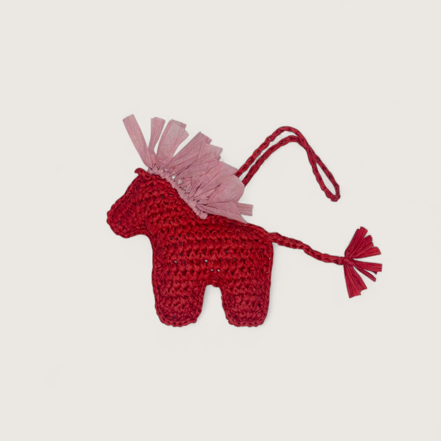 Брелок Butterfly rafia horse red pink
