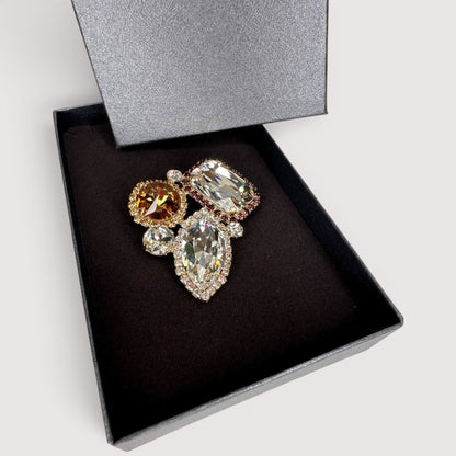 Брошка Vetro Antico AR 009008 white amber leaf