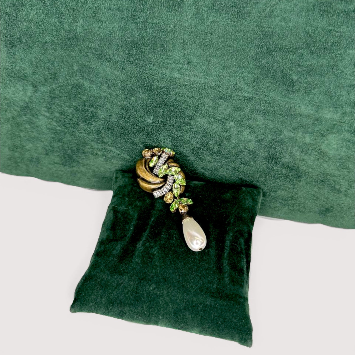 Брошка Vetro Antico AR 070864 green pearl pendant