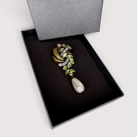 Брошка Vetro Antico AR 070864 green pearl pendant