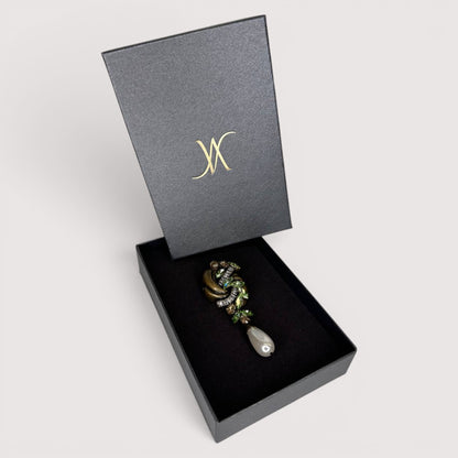 Брошка Vetro Antico AR 070864 green pearl pendant