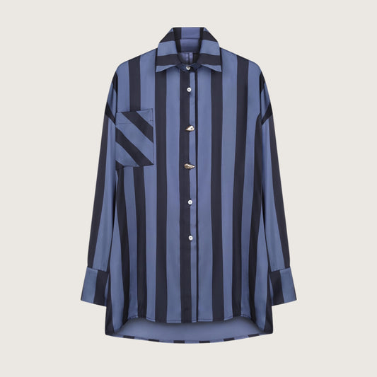 Сорочка BlackSeaTribe Піжама полоска Синій shirtPAJAMASSTRIPblue