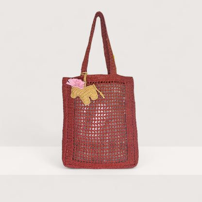 Сумка Butterfly Shopper LYU HM 2024.04 bordo rafia