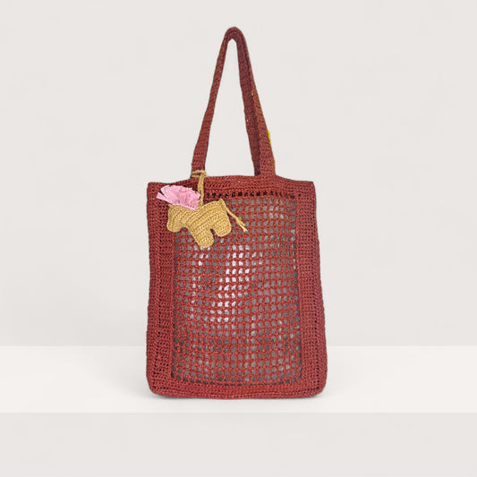 Сумка Butterfly Shopper LYU HM 2024.04 bordo rafia
