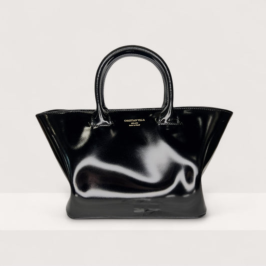 Сумка Christian Villa 06108 Bag Vitello Specchio Nero Microfirba Beige