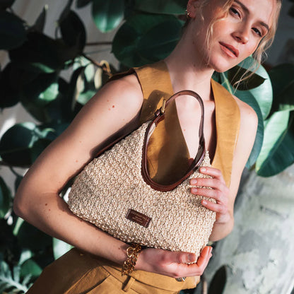 Сумка Christian Villa 06412 Bag Athene Castagna + Raffia Macrame