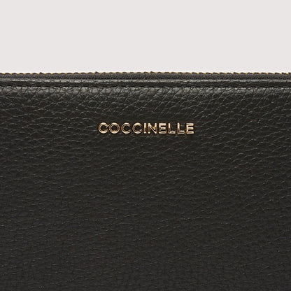 Чорний італійський шкіряний жіночий гаманець Coccinelle Metallic Soft E2 MW5 11 32 01 001