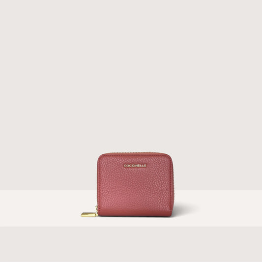 Вінтажно-рожевий італійський шкіряний жіночий гаманець Coccinelle Metallic Soft E2 MW5 11 A2 01 R56