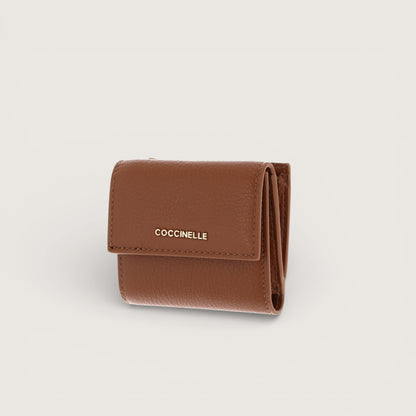 Шоколадний італійський шкіряний жіночий гаманець Coccinelle Metallic Soft E2 MW5 11 B8 01 W11
