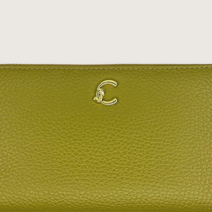 Оливковий італійський шкіряний жіночий гаманець Coccinelle Metallic Soft E2 SSL 11 32 21 G43