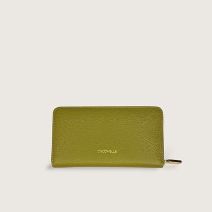 Оливковий італійський шкіряний жіночий гаманець Coccinelle Metallic Soft E2 SSL 11 32 21 G43