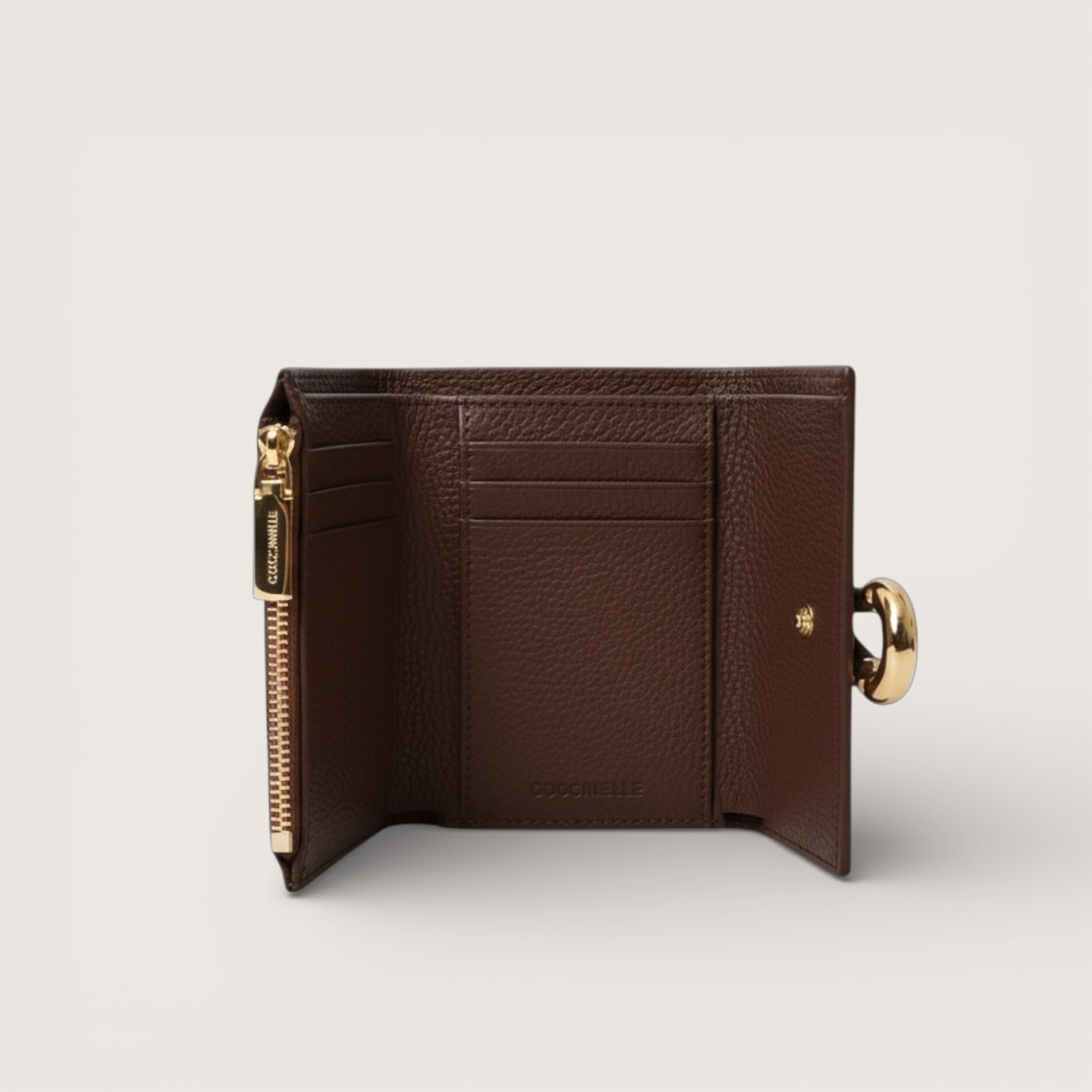 Шоколадний італійський шкіряний жіночий гаманець Coccinelle Lisbet Soft E2 T1I 11 F0 01 W20