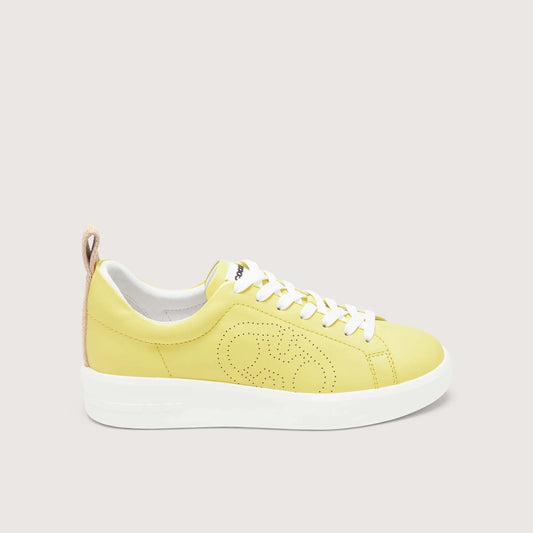 Лимонні італійські шкіряні жіночі кеди Coccinelle Monogram Perforee Sneakers E4 PWT 24 01 01 G61