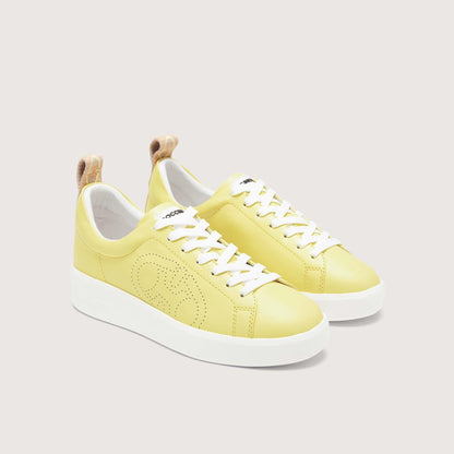 Лимонні італійські шкіряні жіночі кеди Coccinelle Monogram Perforee Sneakers E4 PWT 24 01 01 G61