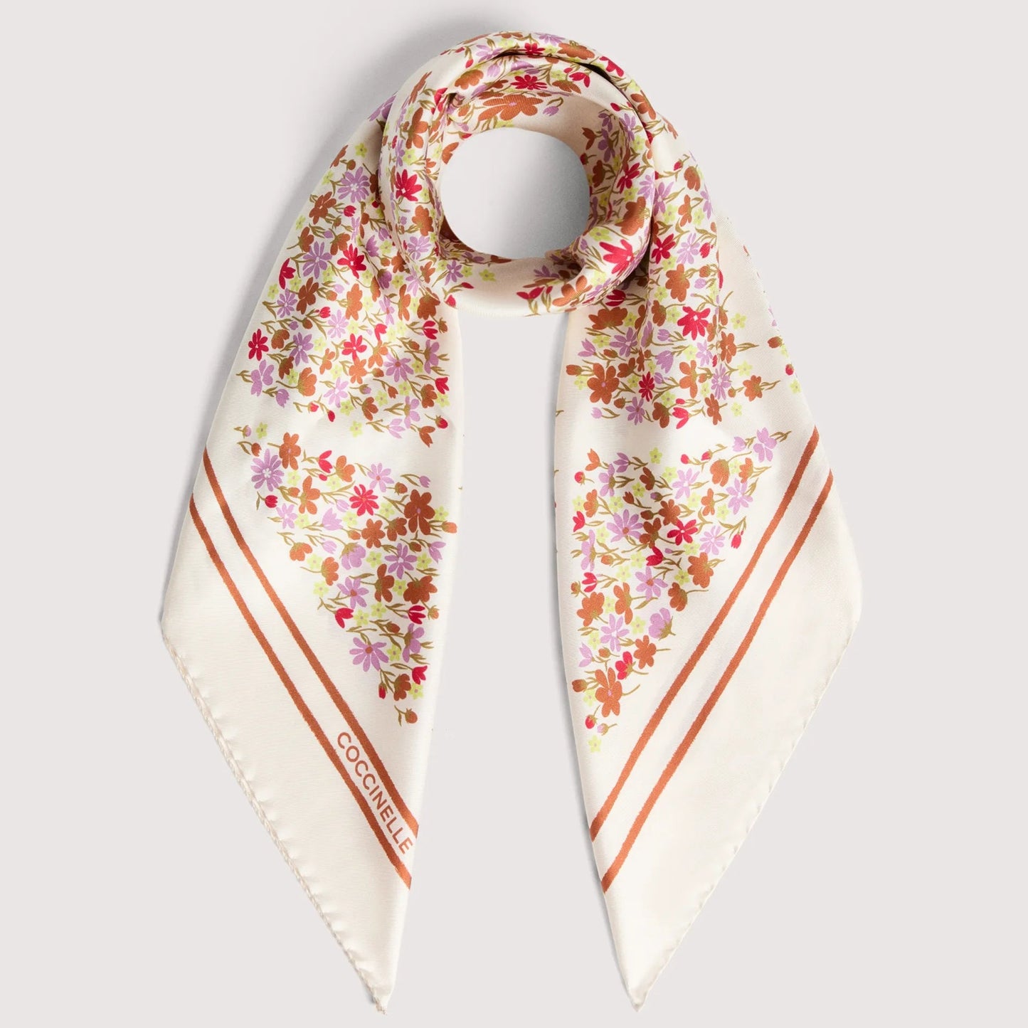 Біла італійська шовкова жіноча хустка Coccinelle Sakura Flowers E7 UYE 39 01 01 M18