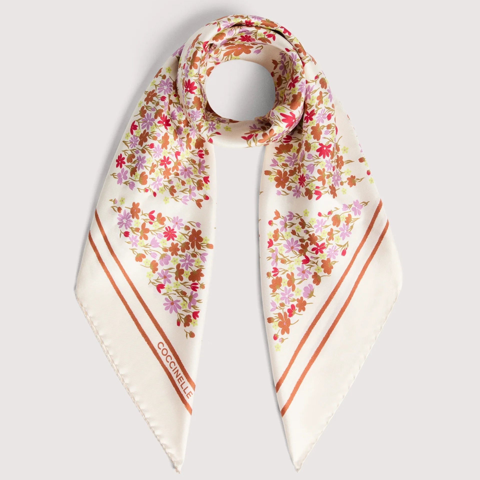 Біла італійська шовкова жіноча хустка Coccinelle Sakura Flowers E7 UYE 39 01 01 M18