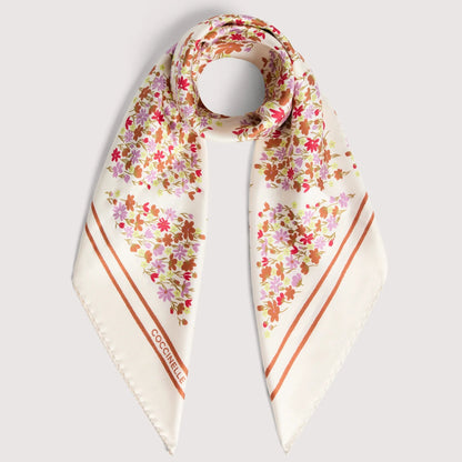 Біла італійська шовкова жіноча хустка Coccinelle Sakura Flowers E7 UYE 39 01 01 M18