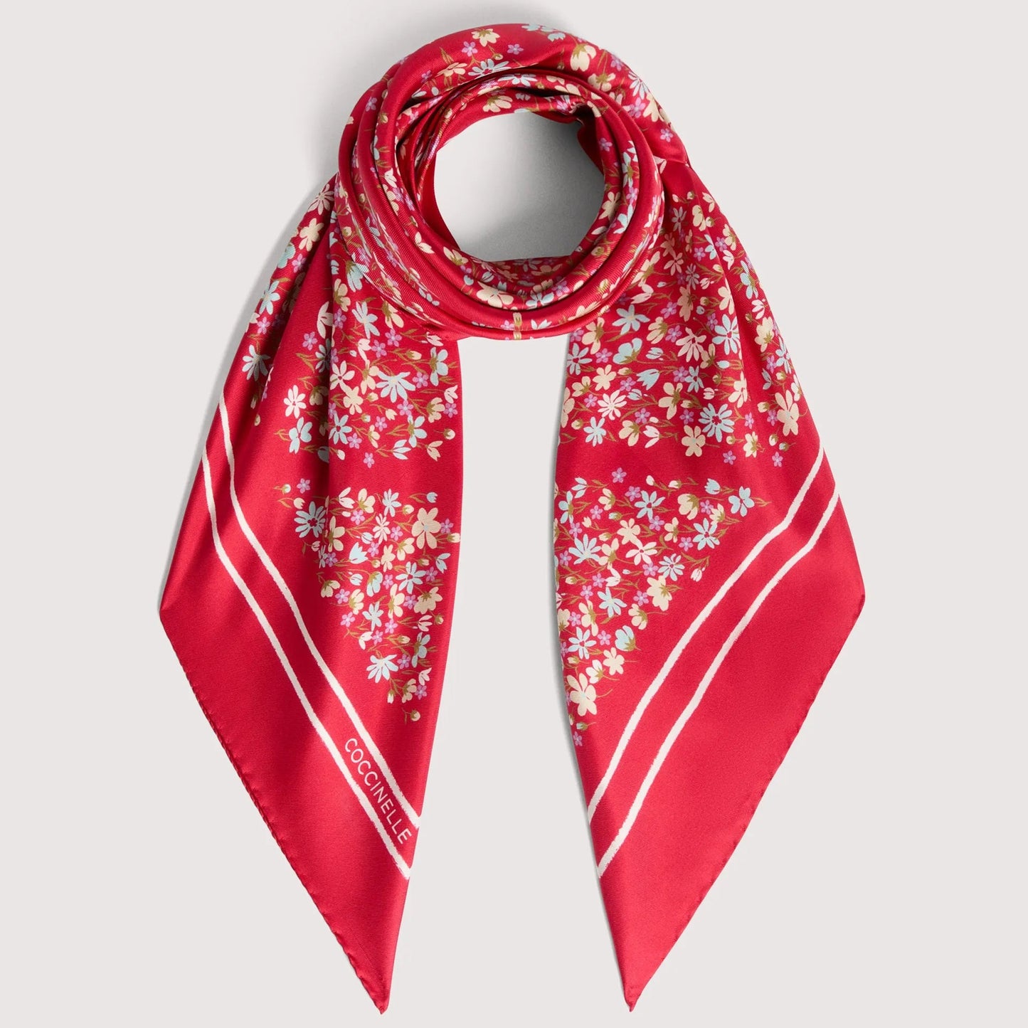 Червона італійська шовкова жіноча хустка Coccinelle Sakura Flowers E7 UYE 39 01 01 M42