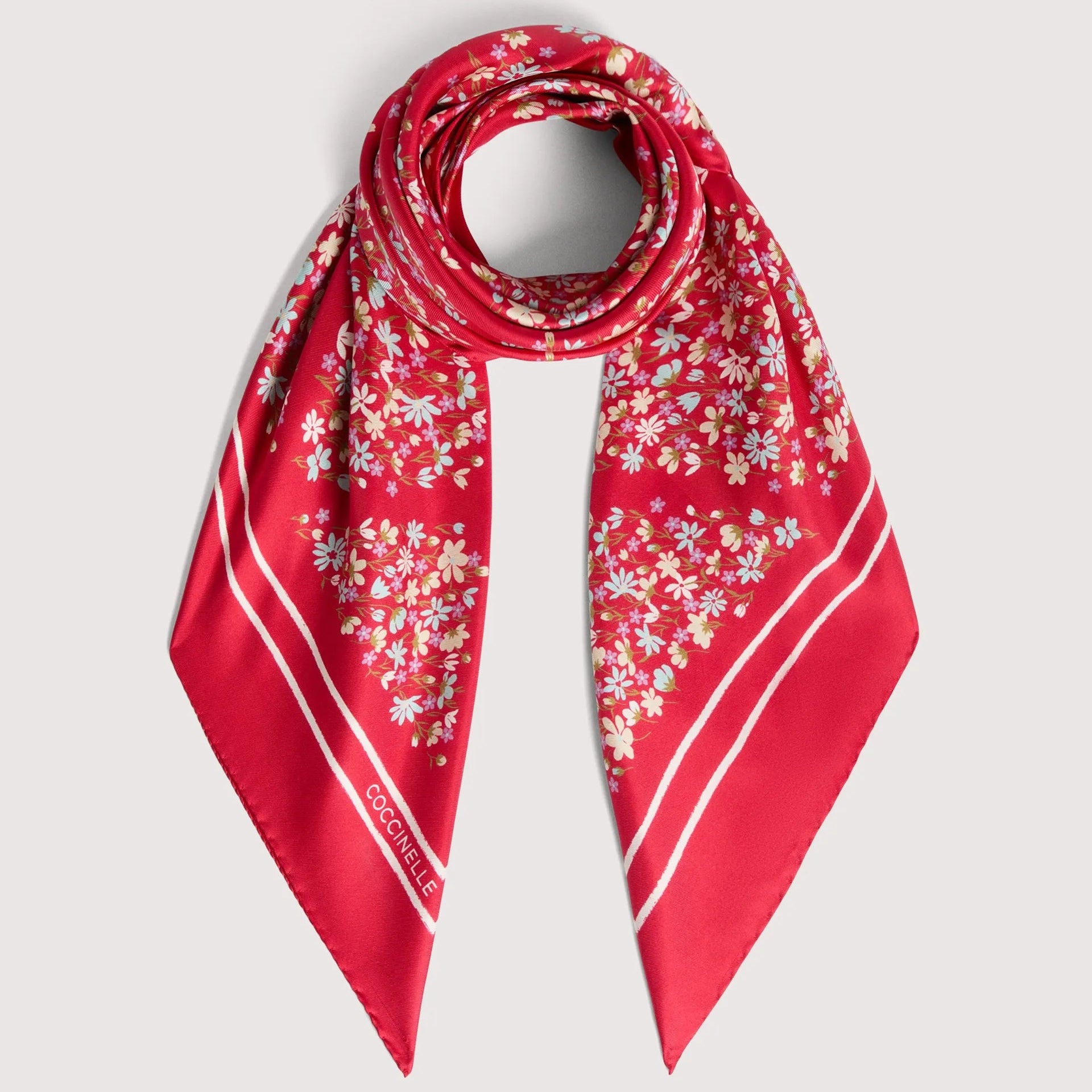 Червона італійська шовкова жіноча хустка Coccinelle Sakura Flowers E7 UYE 39 01 01 M42
