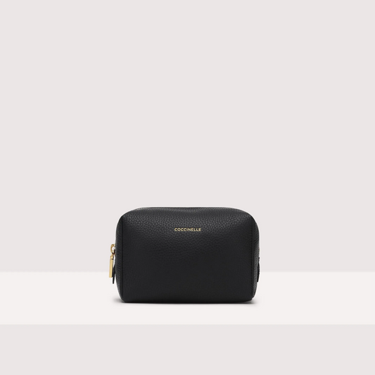 Чорна італійська шкіряна жіноча косметичка Coccinelle Trousse Maxi E5 MT5 25 F7 01 001