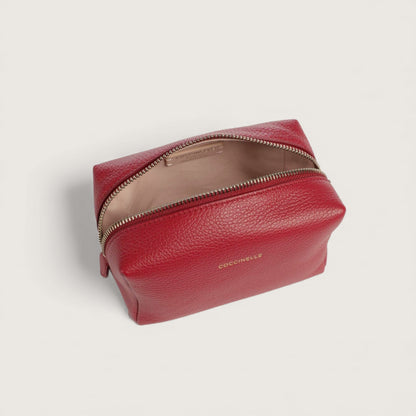 Червона італійська шкіряна жіноча косметичка Coccinelle Trousse Maxi E5 MT5 25 F7 01 R16