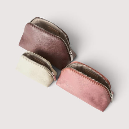 Італійський шкіряний жіночий набір косметичок Coccinelle Trousse E5 TMF 25 04 01 906 кольору бургунді/рожевий/молочний