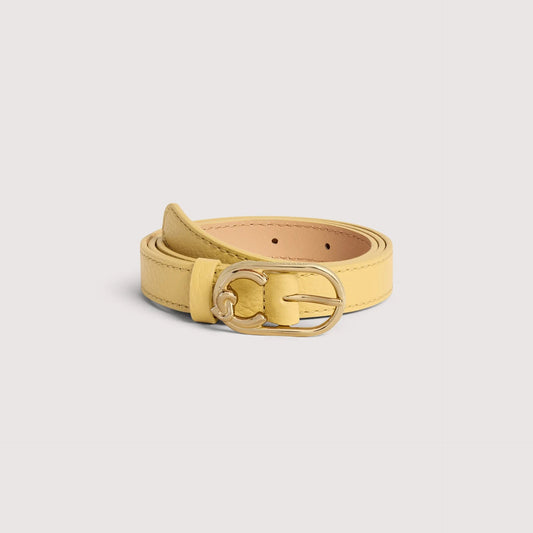 Лимонний італійський шкіряний жіночий ремінь Coccinelle C-Me E3 SSL 11 24 01 J06