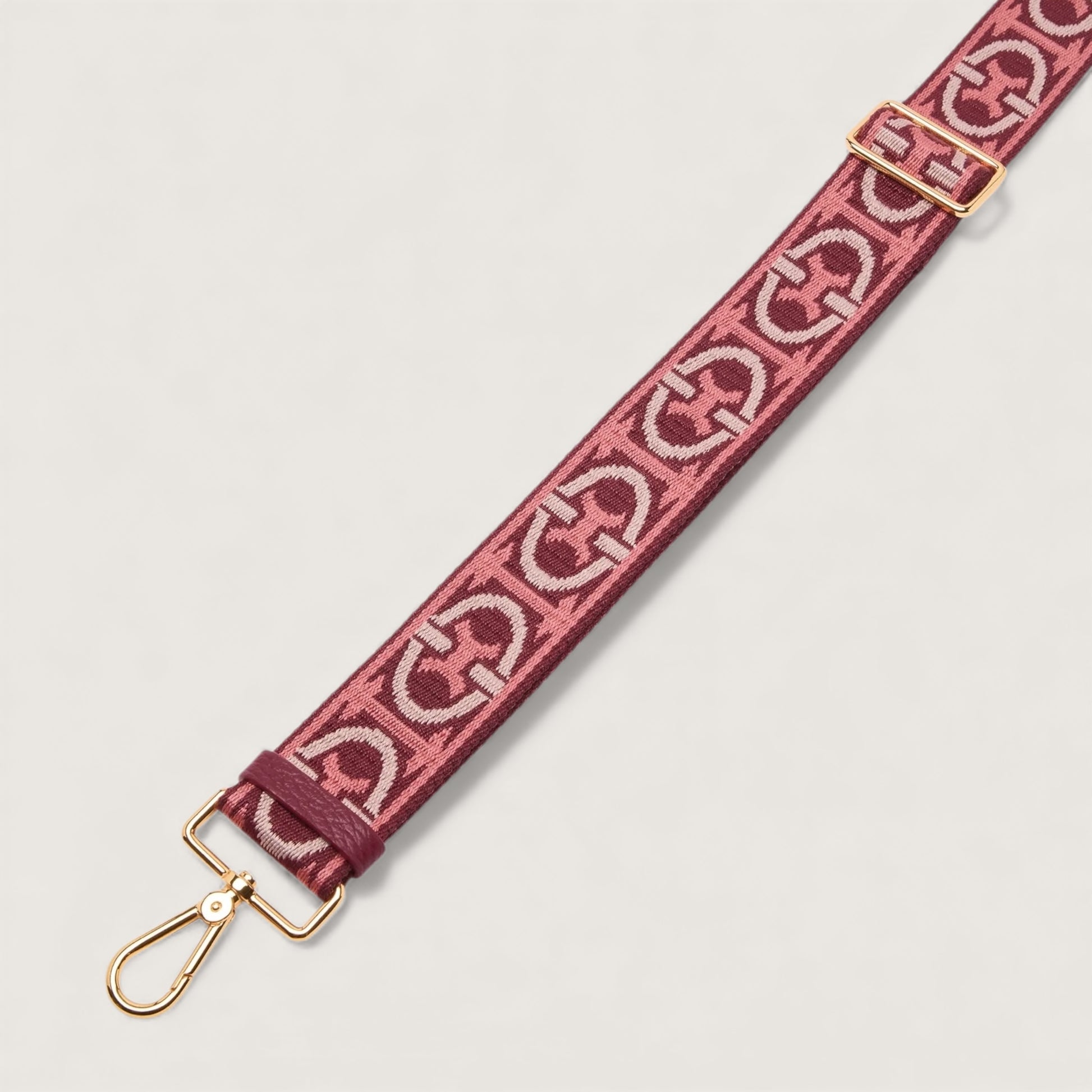 Бордовий італійський жіночий ремінь для сумки Coccinelle Monogram Tricolor E3 N24 68 25 21 740