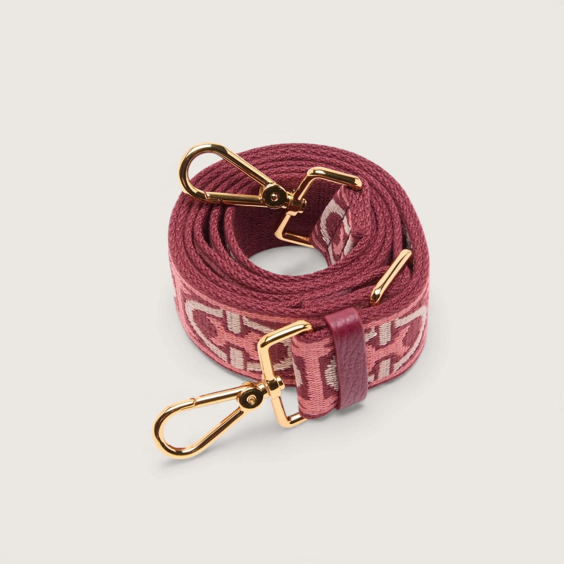 Бордовий італійський жіночий ремінь для сумки Coccinelle Monogram Tricolor E3 N24 68 25 21 740