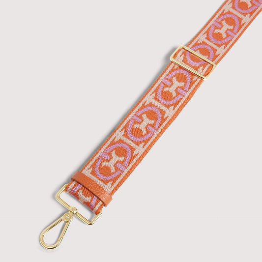 Мультиколор/помаранчевий італійський жіночий ремінь для сумки Coccinelle Monogram E3 N24 68 25 23 346