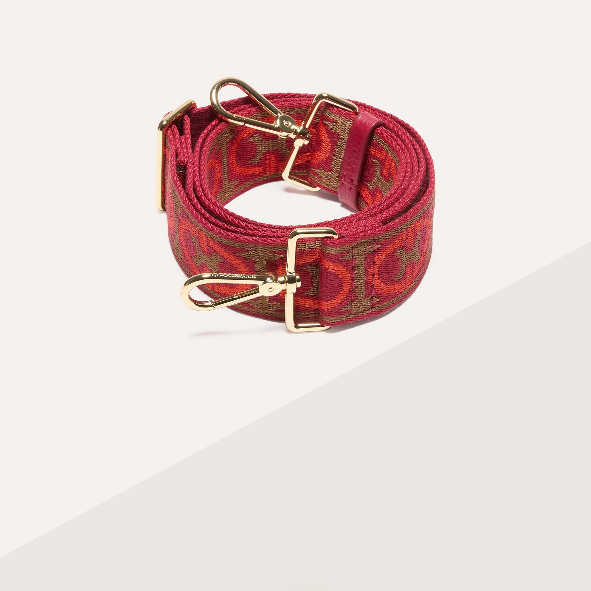 Червоний італійський жіночий ремінь для сумки Coccinelle Monogram Tricolor E3 N24 68 25 23 365