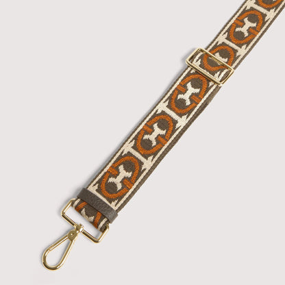 Італійський жіночий ремінь для сумки Coccinelle Monogram E3 N24 68 25 23 545 кольору тауп/помаранчевий