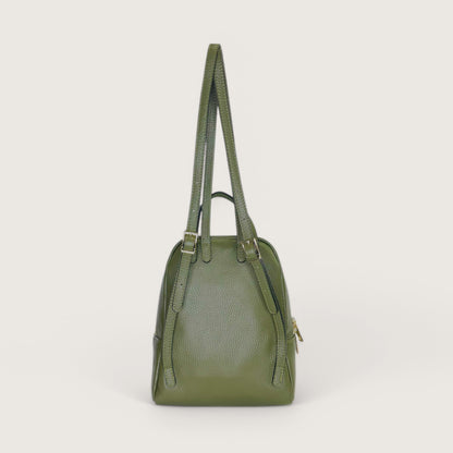 Італійський шкіряний жіночий рюкзак Piumelli Nadia D74 Olive кольору хакі