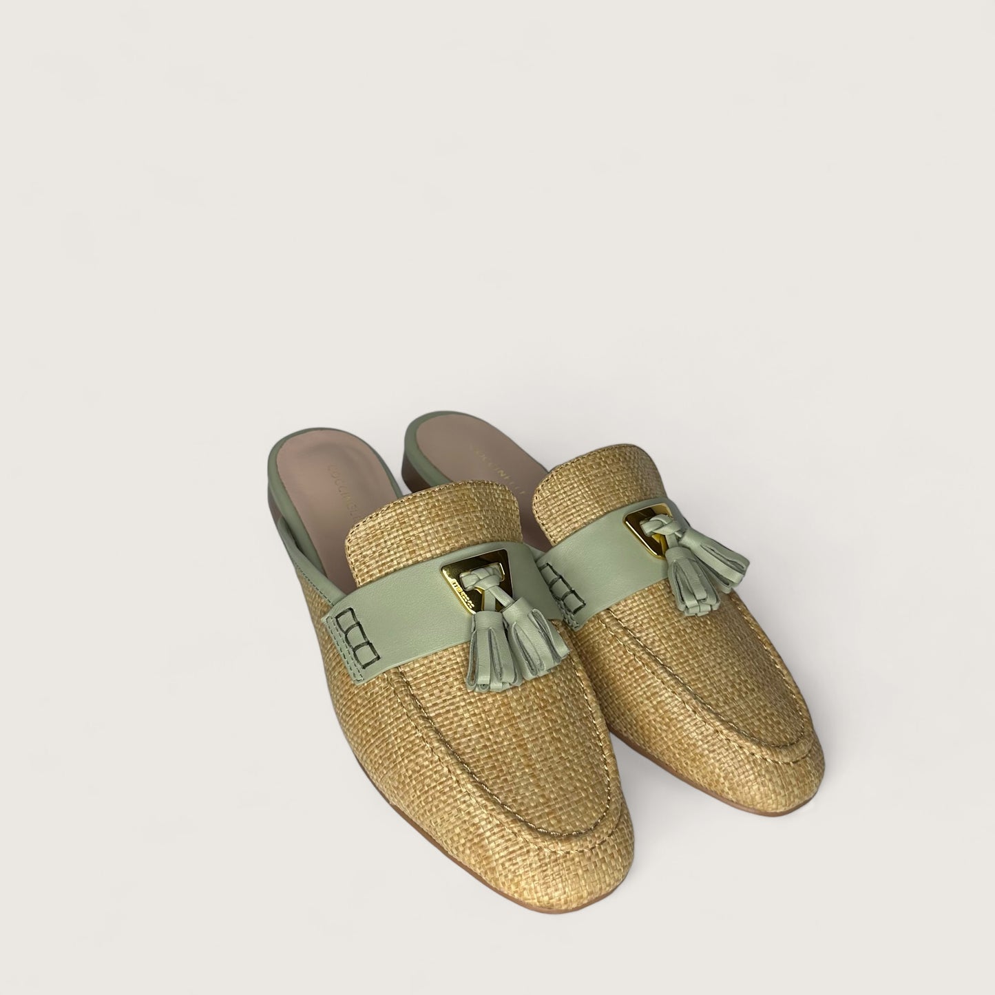 Бежеві італійські шкіряні жіночі сабо Coccinelle Loafer Open Back E4 QF8 16 02 01 459