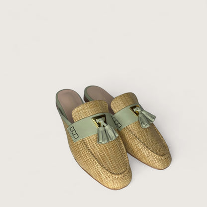 Бежеві італійські шкіряні жіночі сабо Coccinelle Loafer Open Back E4 QF8 16 02 01 459