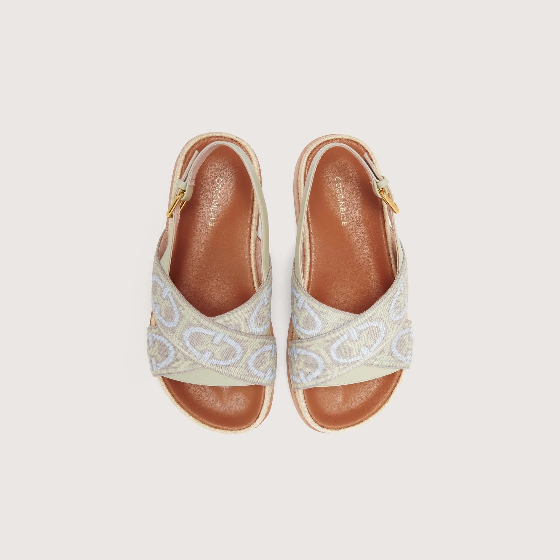 Ментолові італійські шкіряні жіночі сандалі Coccinelle Monogram Ribbon E4 QWS 18 01 01 843